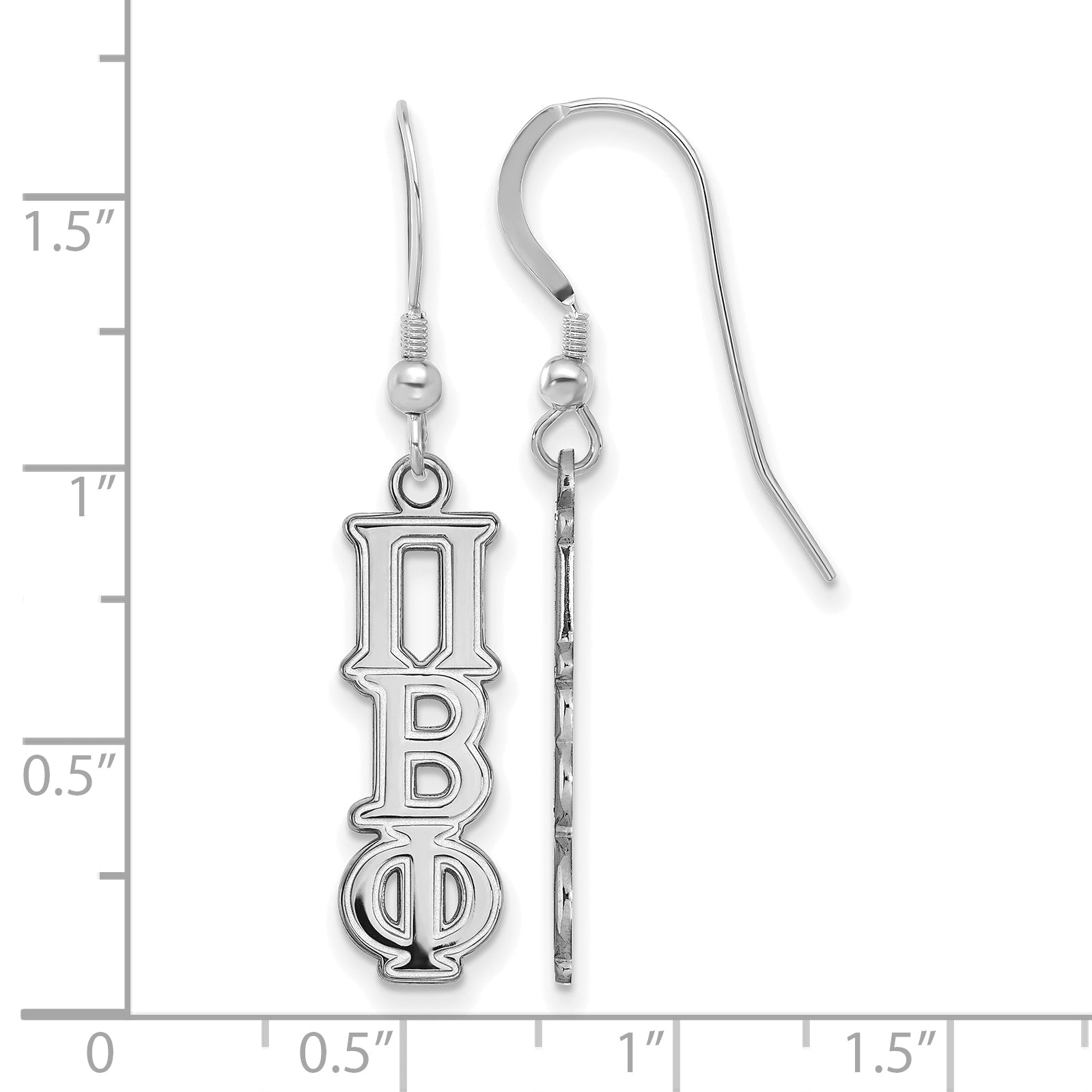 Sterling Silver Rhodium Plated Logoart Pi Beta Phi Sorority Greek Letters Small Dangle Earrings