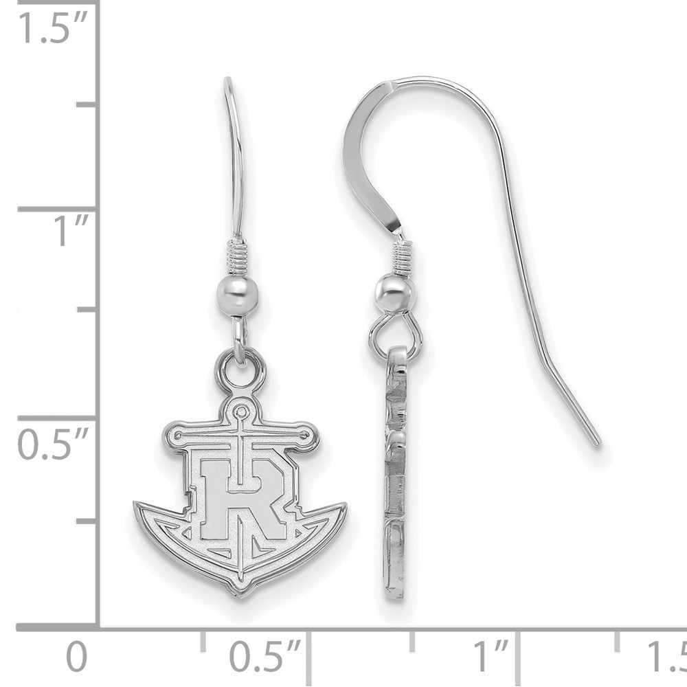 Sterling Silver Rhodium Plated Logoart Rollins College Anchor Small Dangle Wire Earrings