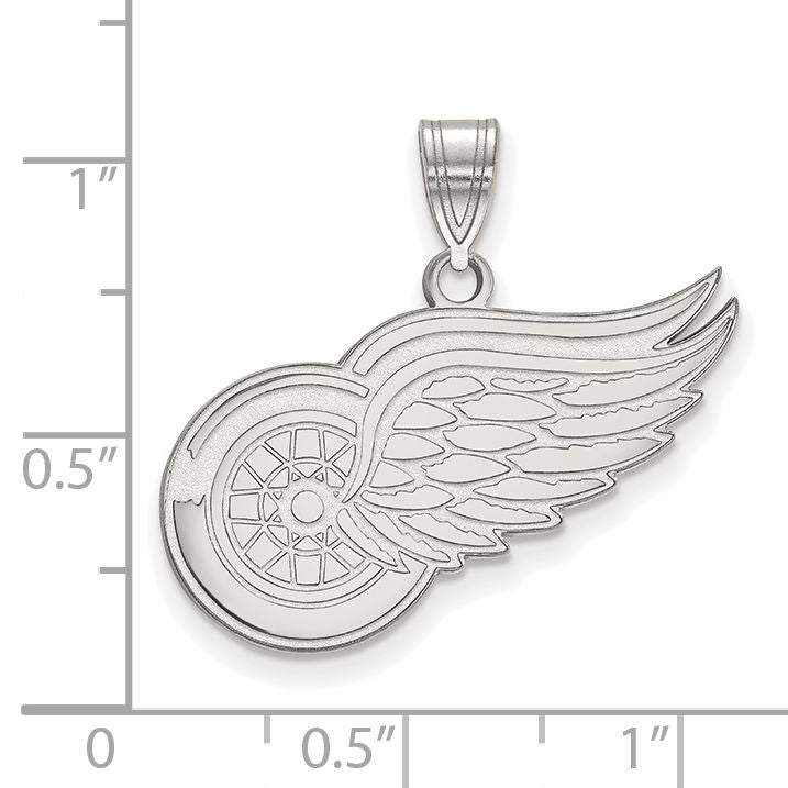 Sterling Silver Rhodium Plated Nhl Logoart Detroit Red Wings Large Pendant
