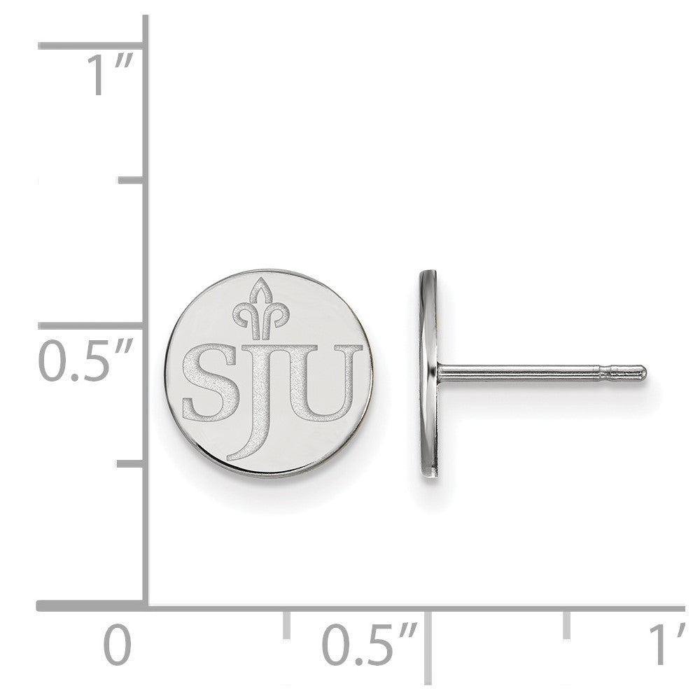 Sterling Silver Rhodium Plated Logoart Saint Joseph'S University S J U Extra Small Post Earrings