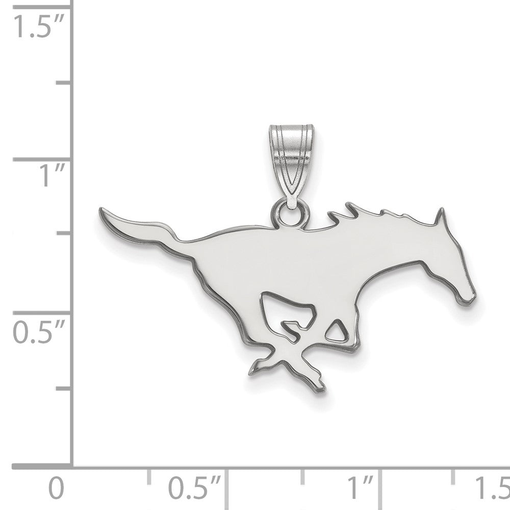 14K White Gold Logoart Southern Methodist University Mustang Large Pendant