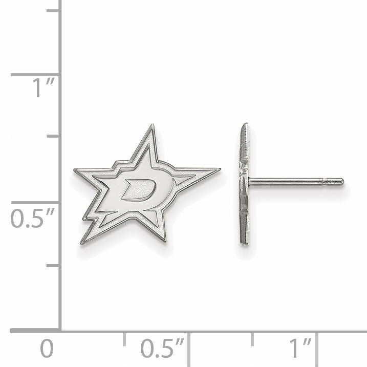 Sterling Silver Rhodium Plated Nhl Logoart Dallas Stars Small Post Earrings