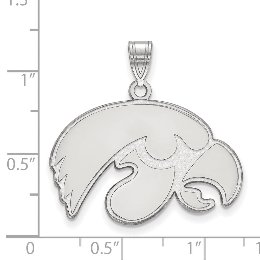 Sterling Silver Rhodium Plated Logoart University Of Iowa Hawk Large Pendant