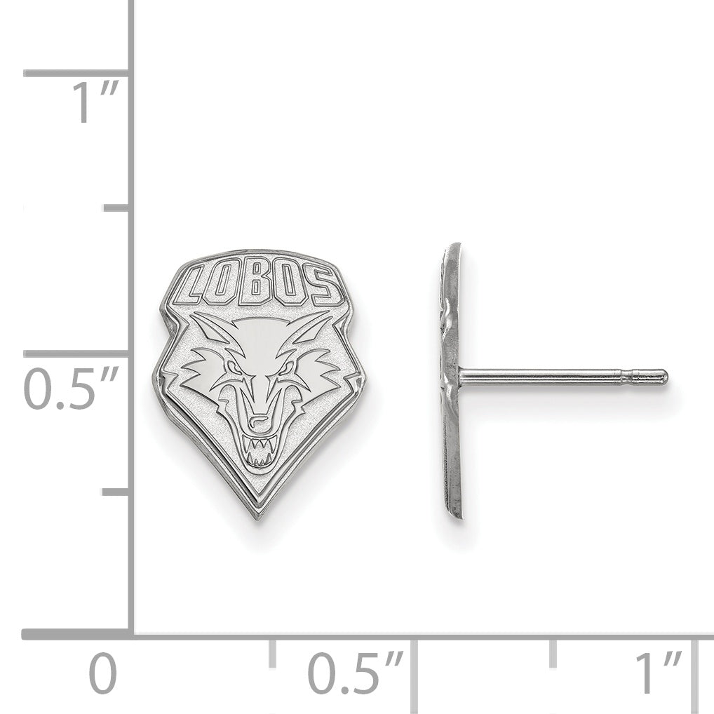 Sterling Silver Rhodium Plated Logoart University Of New Mexico Lobos Small Post Earrings