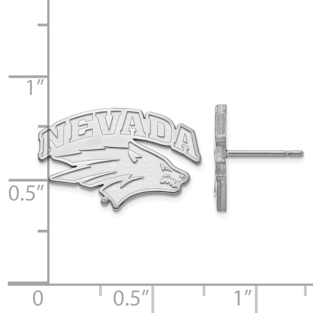 Sterling Silver Rhodium Plated Logoart University Of Nevada Reno Small Post Earrings