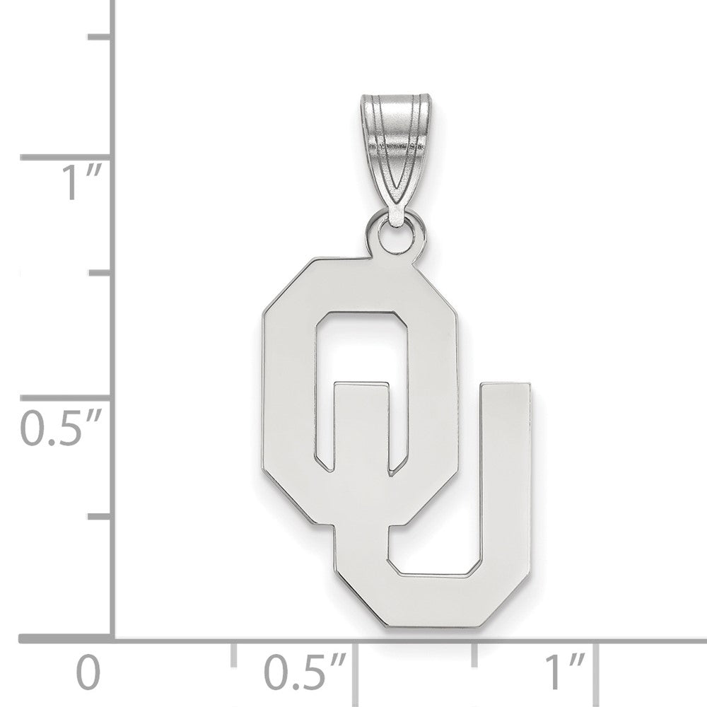 10K White Gold Logoart University Of Oklahoma O U Large Pendant