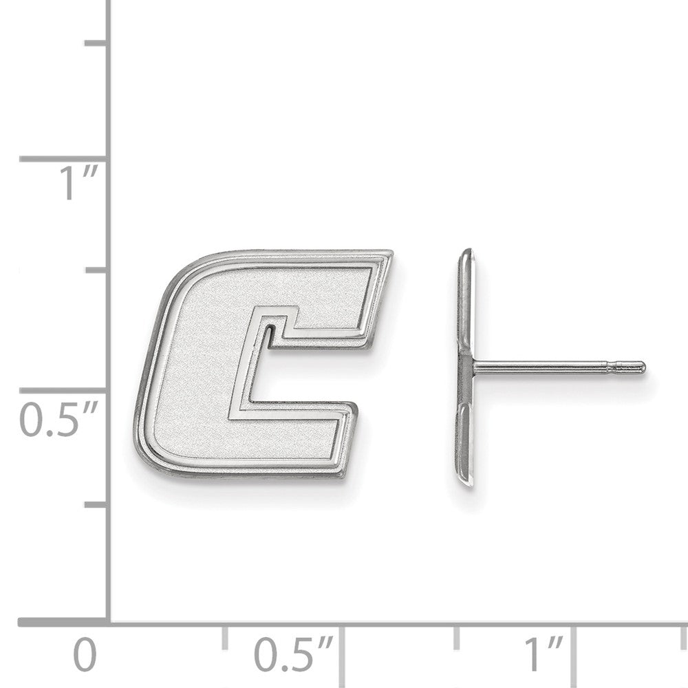Sterling Silver Rhodium Plated Logoart University Of Tennessee At Chattanooga Letter C Small Post Earrings
