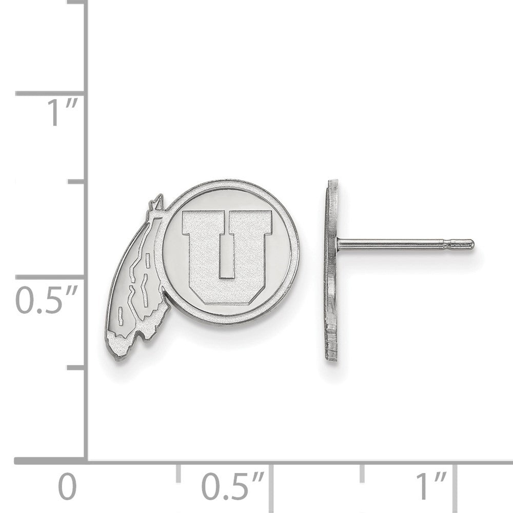 Sterling Silver Rhodium Plated Logoart University Of Utah Small Post Earrings