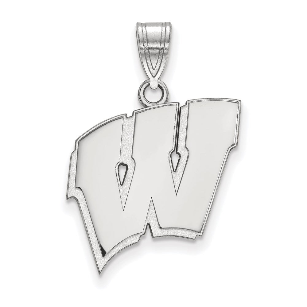 10K White Gold Logoart University Of Wisconsin Letter W Large Pendant