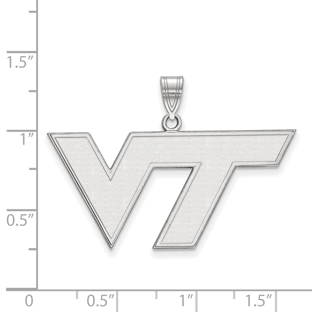 Sterling Silver Rhodium Plated Logoart Virginia Tech V T Large Pendant