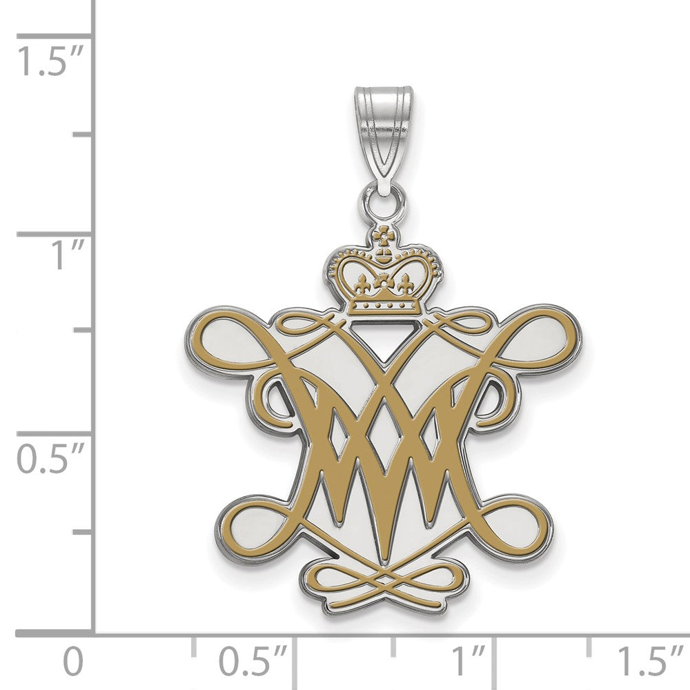 Sterling Silver Rhodium Plated Logoart College Of William And Mary Extra Large Enameled Pendant