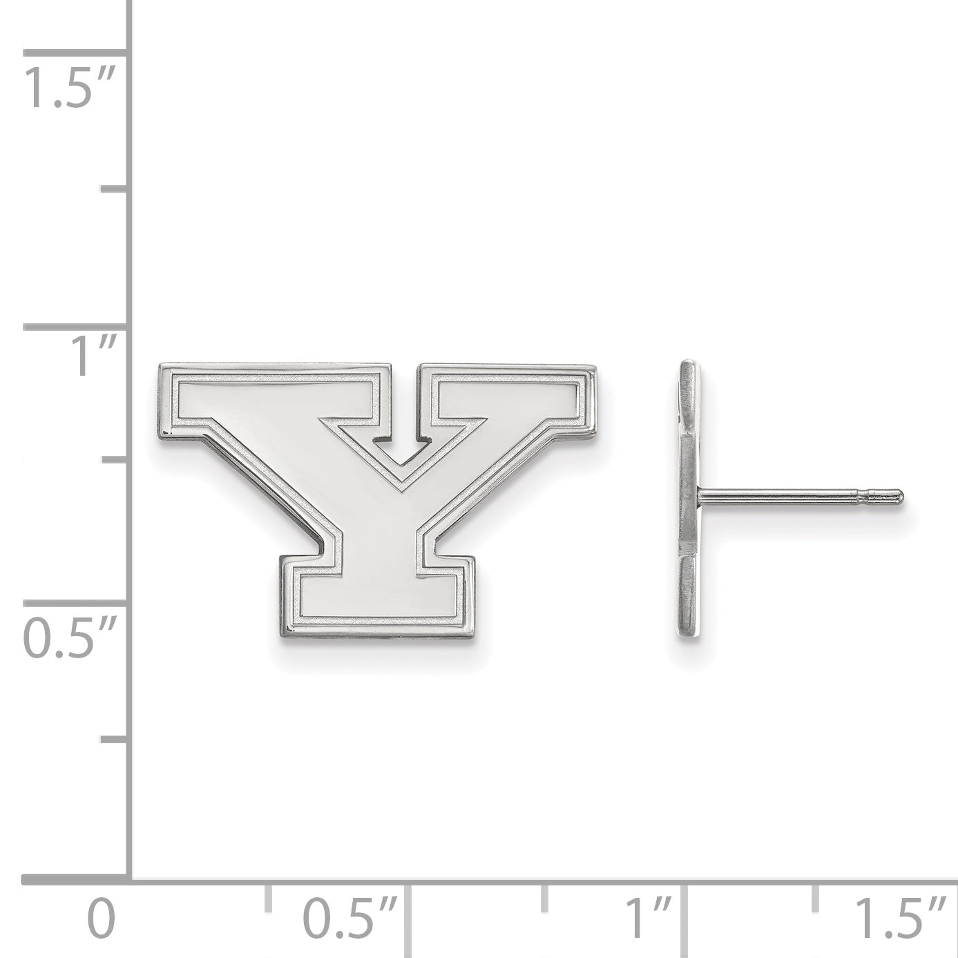 Sterling Silver Rhodium Plated Logoart Youngstown State University Letter Y Small Post Earrings