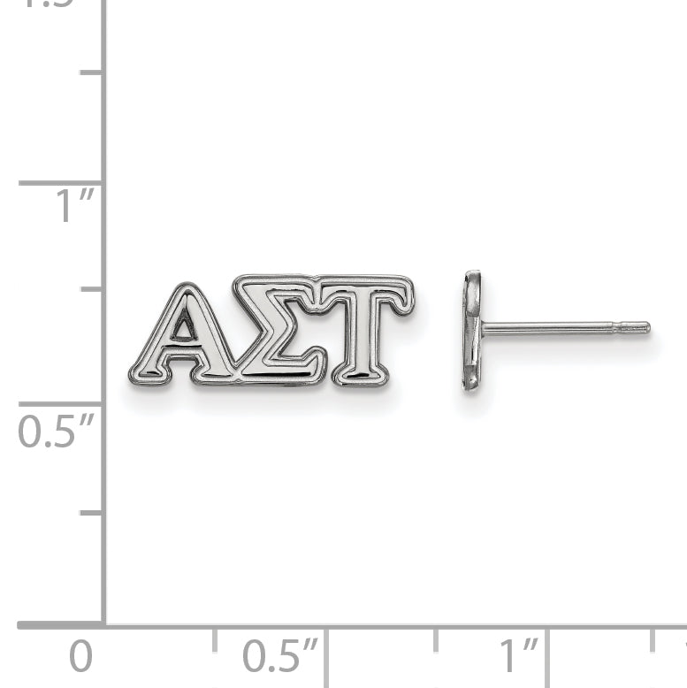 Sterling Silver Rhodium Plated Logoart Alpha Sigma Tau Sorority Greek Letters Extra Small Post Earrings