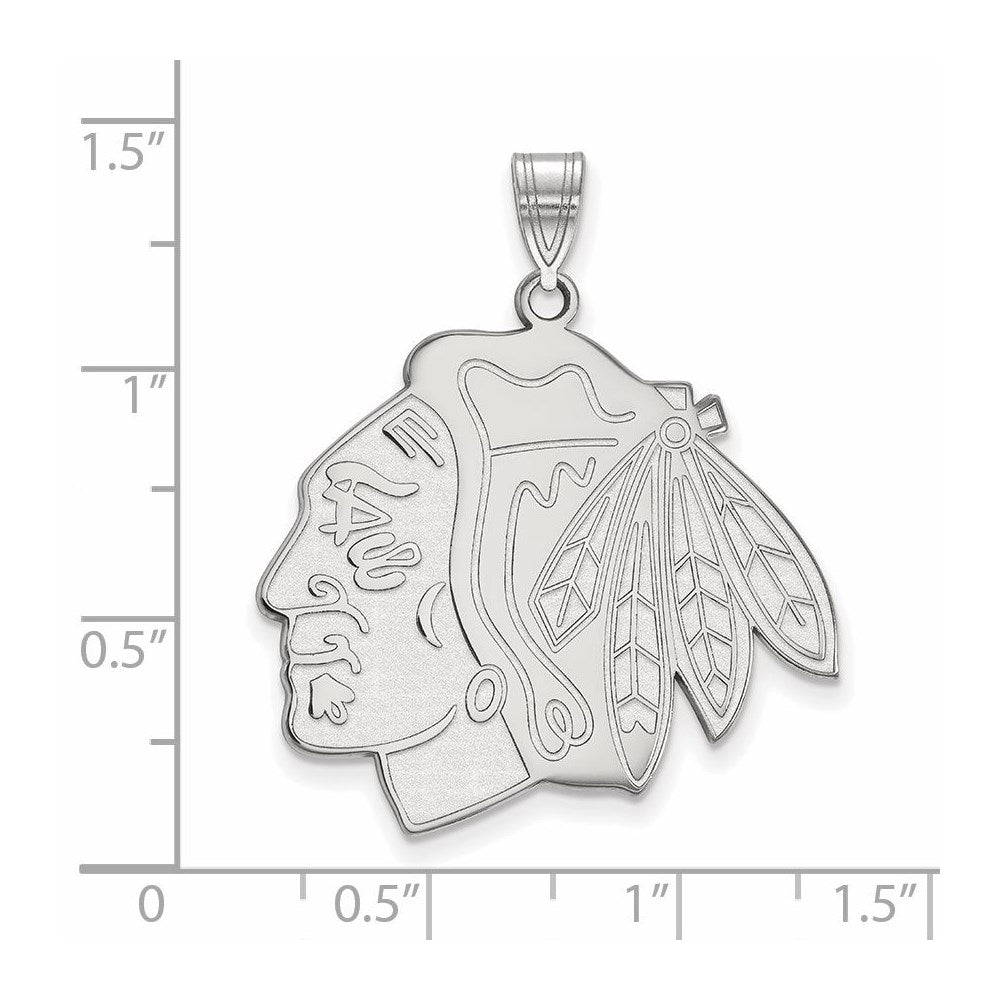 Sterling Silver Rhodium Plated Nhl Logoart Chicago Blackhawks Extra Large Pendant