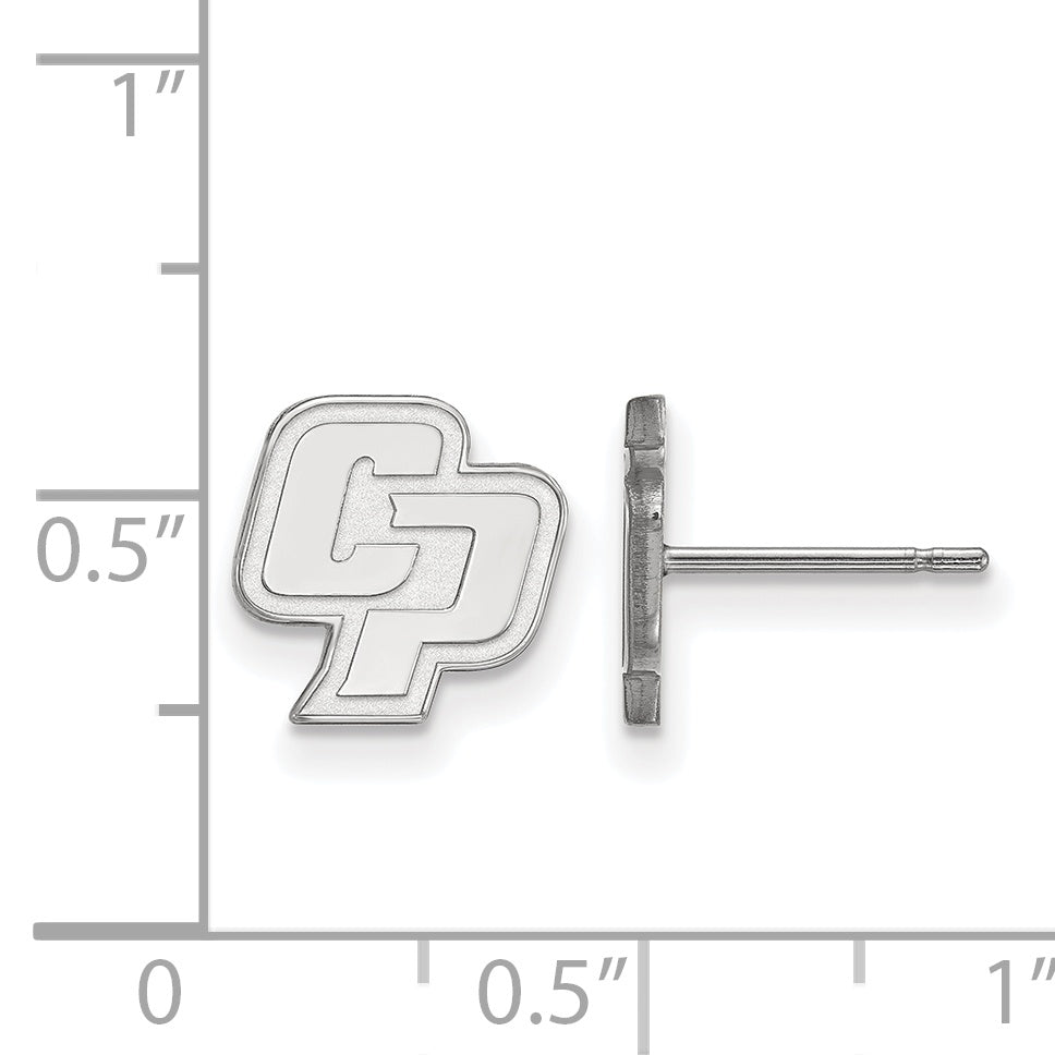 Sterling Silver Rhodium Plated Logoart California Polytechnic State University C P Extra Small Post Earrings