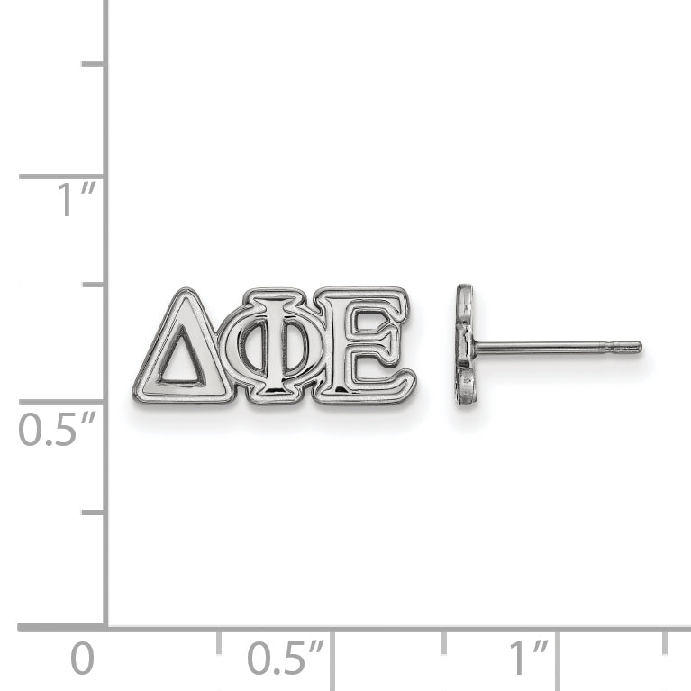 Sterling Silver Rhodium Plated Logoart Delta Phi Epsilon Sorority Greek Letters Extra Small Post Earrings