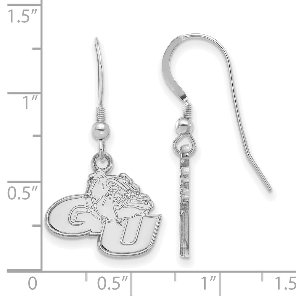 Sterling Silver Rhodium Plated Logoart Gonzaga University G U Bulldog Small Dangle Wire Earrings