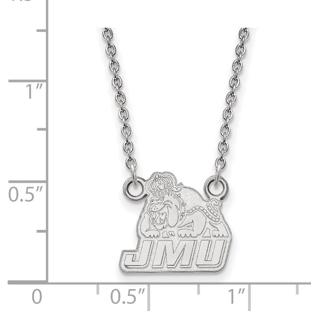 10K White Gold Logoart James Madison University Small Pendant 18 Inch Necklace