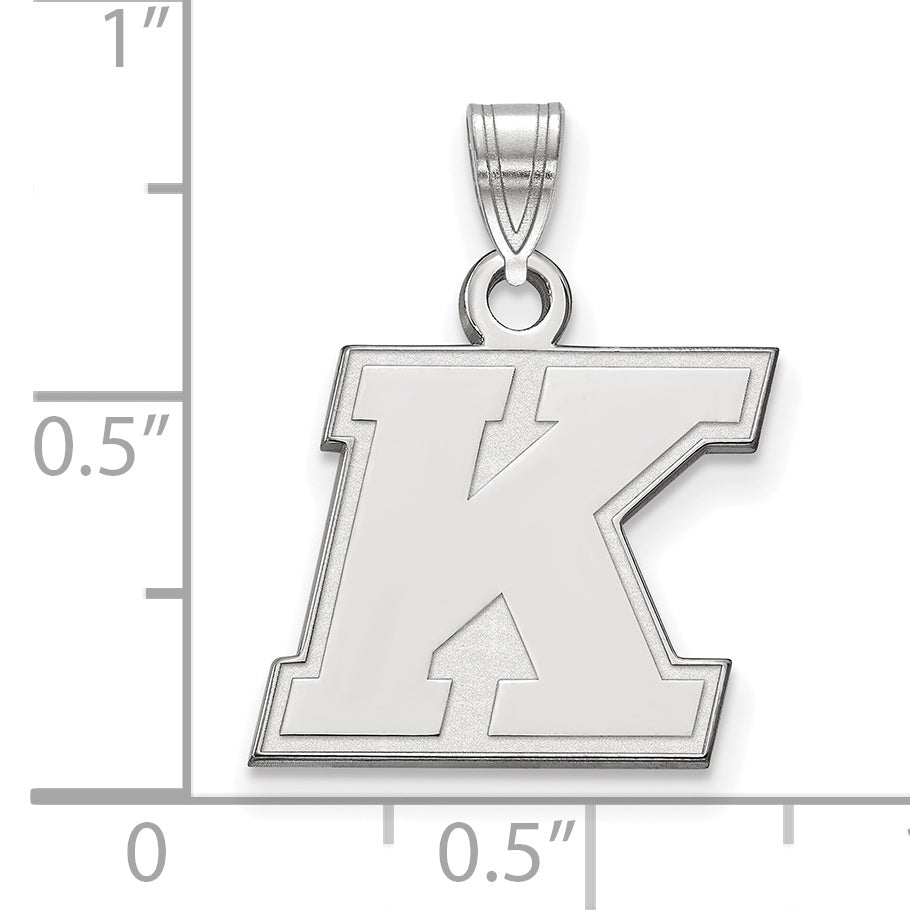 Sterling Silver Rhodium Plated Logoart Kent State University Letter K Small Pendant