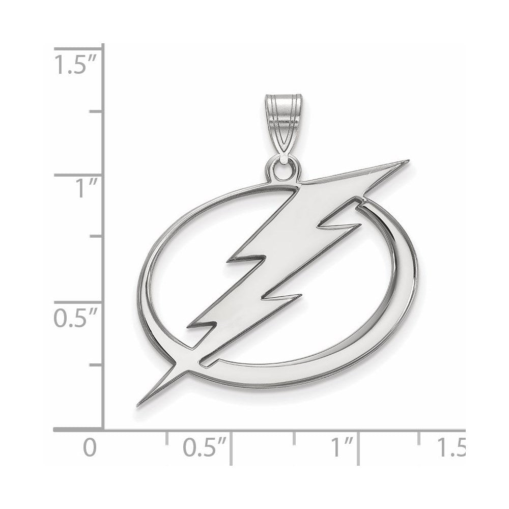 Sterling Silver Rhodium Plated Nhl Logoart Tampa Bay Lightning Extra Large Pendant