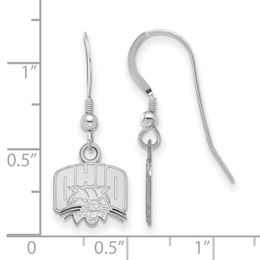 Sterling Silver Rhodium Plated Logoart Ohio University Extra Small Dangle Wire Earrings