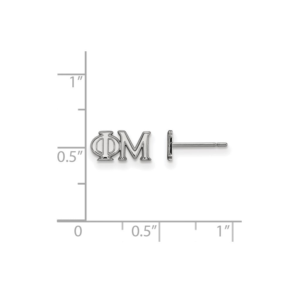 Sterling Silver Rhodium Plated Logoart Phi Mu Sorority Greek Letters Extra Small Post Earrings