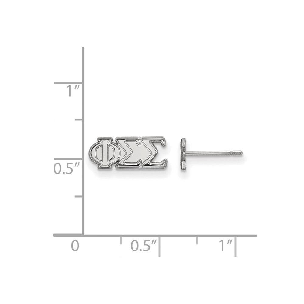 Sterling Silver Rhodium Plated Logoart Phi Sigma Sorority Greek Letters Extra Small Post Earrings