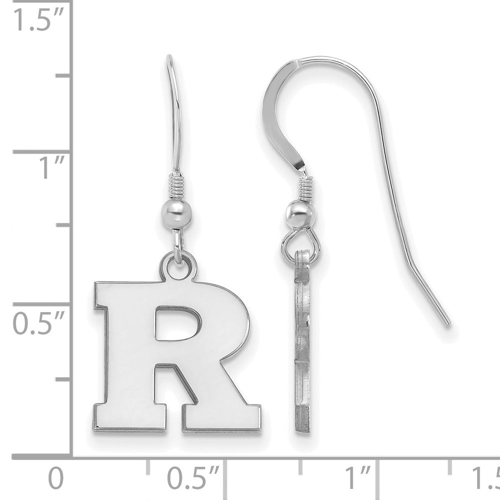Sterling Silver Rhodium Plated Logoart Rutgers University Letter R Small Dangle Wire Earrings
