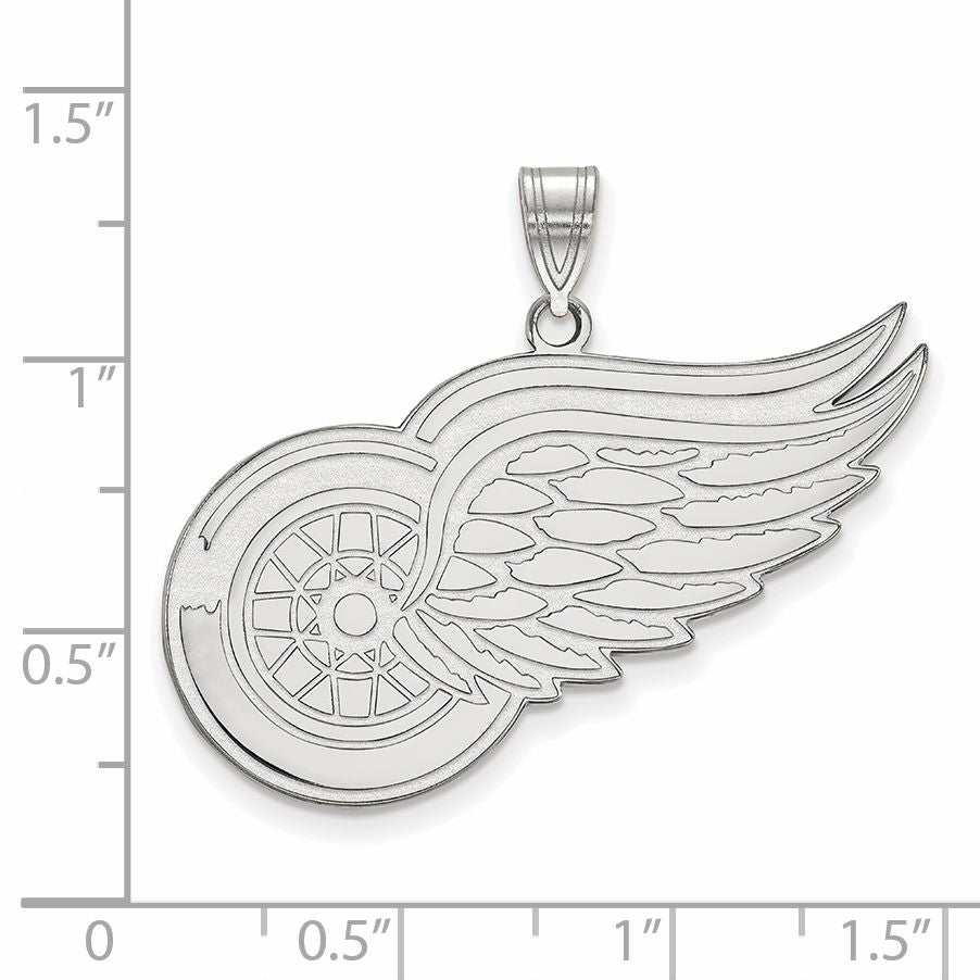 Sterling Silver Rhodium Plated Nhl Logoart Detroit Red Wings Extra Large Pendant