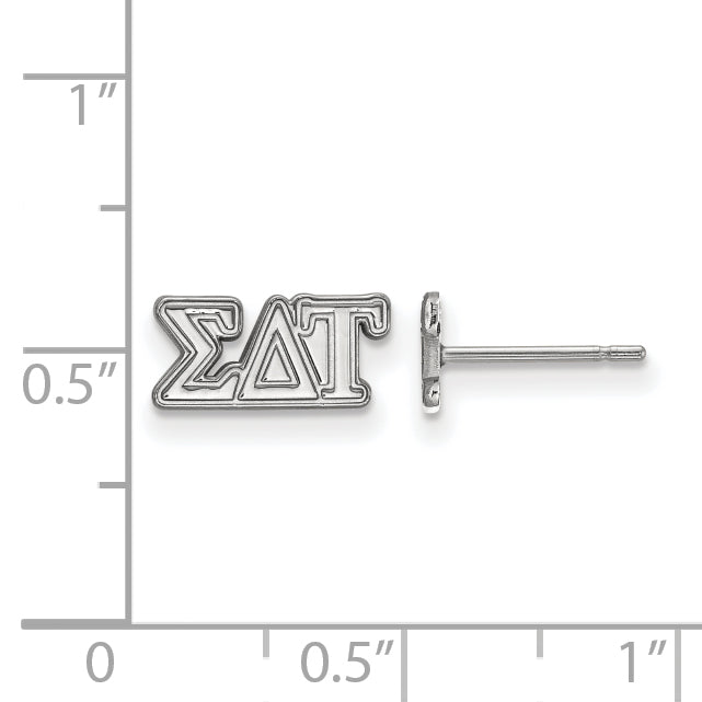 Sterling Silver Rhodium Plated Logoart Sigma Delta Tau Sorority Greek Letters Extra Small Post Earrings