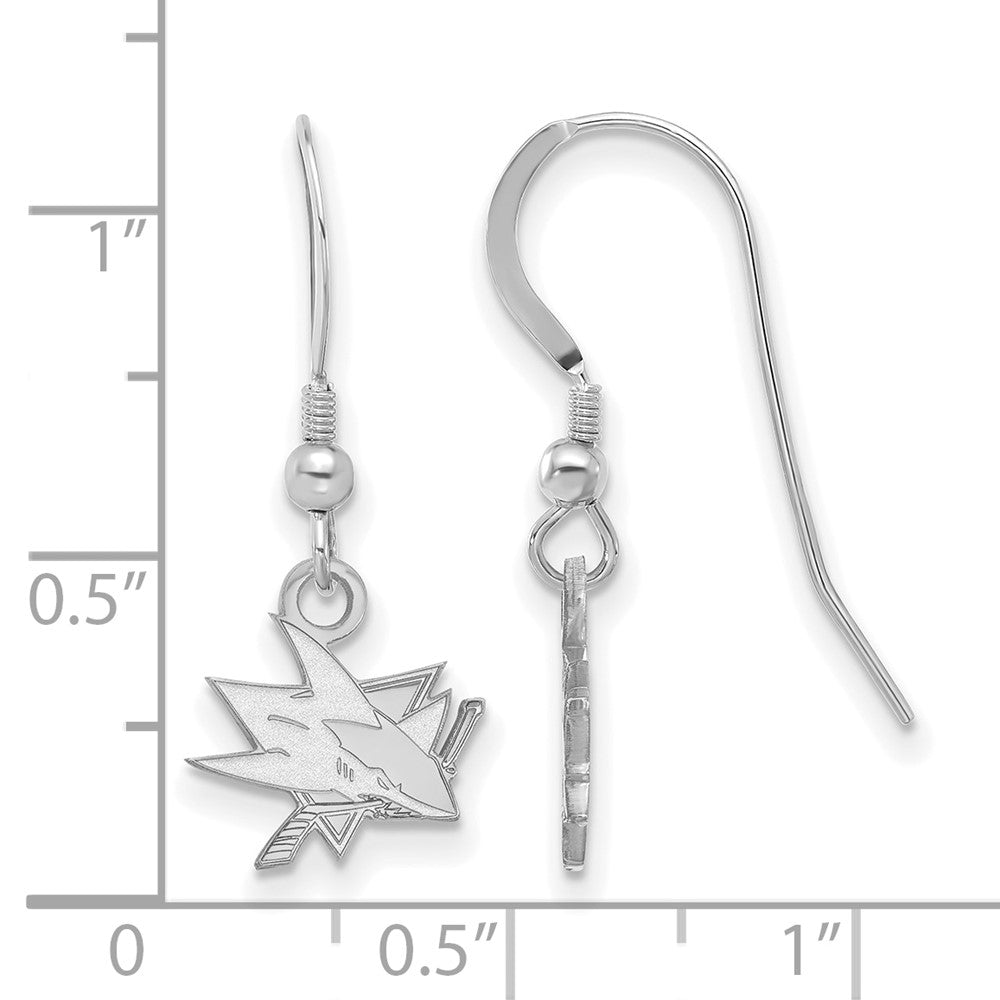 Sterling Silver Rhodium Plated Nhl Logoart San Jose Sharks Extra Small Dangle Earrings