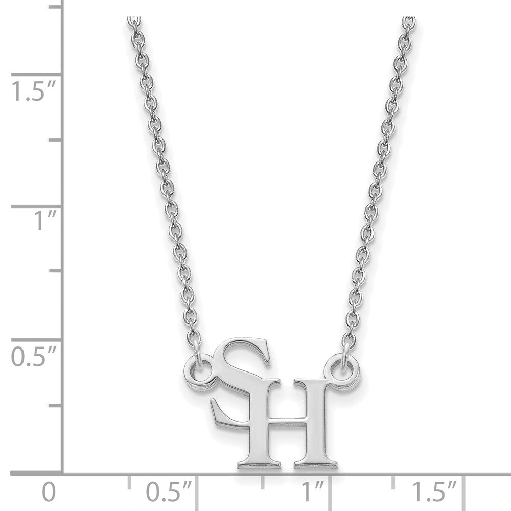 Sterling Silver Rhodium Plated Logoart Sam Houston State University Small Pendant 18 Inch Necklace