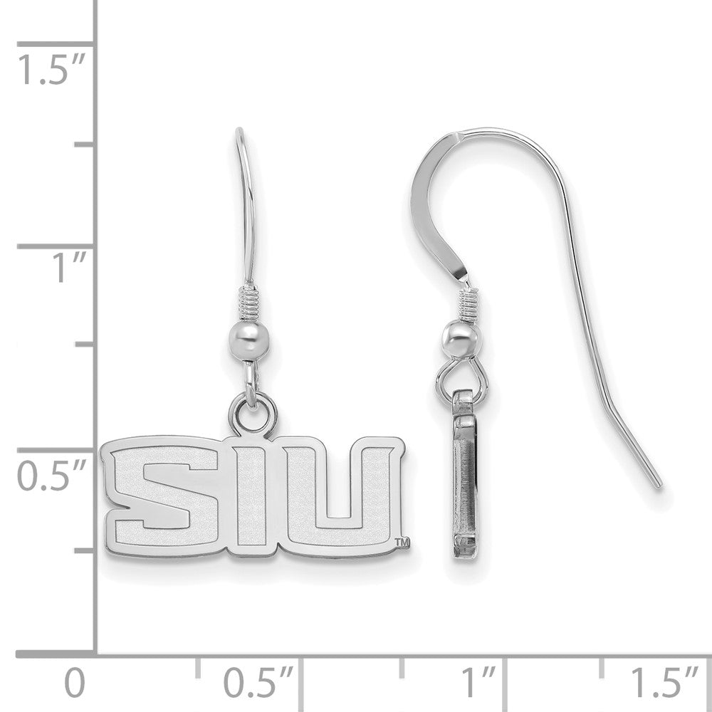 Sterling Silver Rhodium Plated Logoart Southern Illinois University S I U Extra Small Dangle Wire Earrings