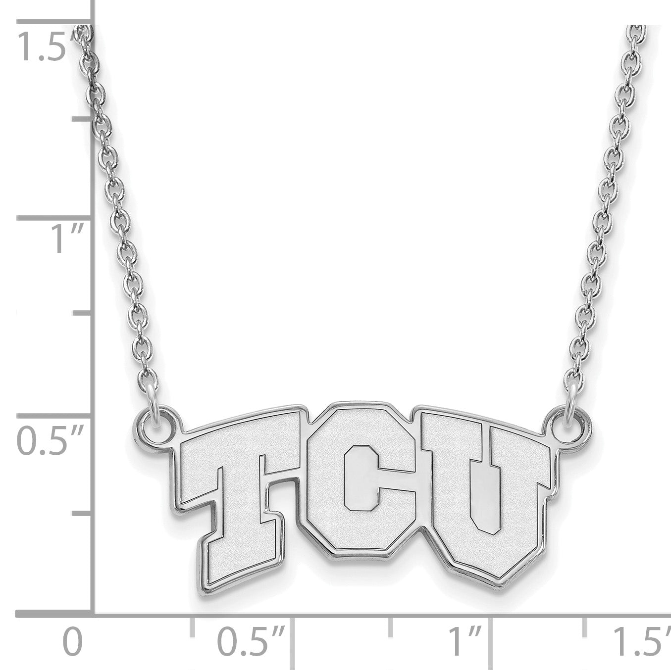 Sterling Silver Rhodium Plated Logoart Texas Christian University T C U Small Pendant 18 Inch Necklace