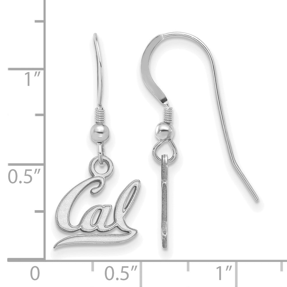 Sterling Silver Rhodium Plated Logoart University Of California Berkeley Extra Small Dangle Wire Earrings