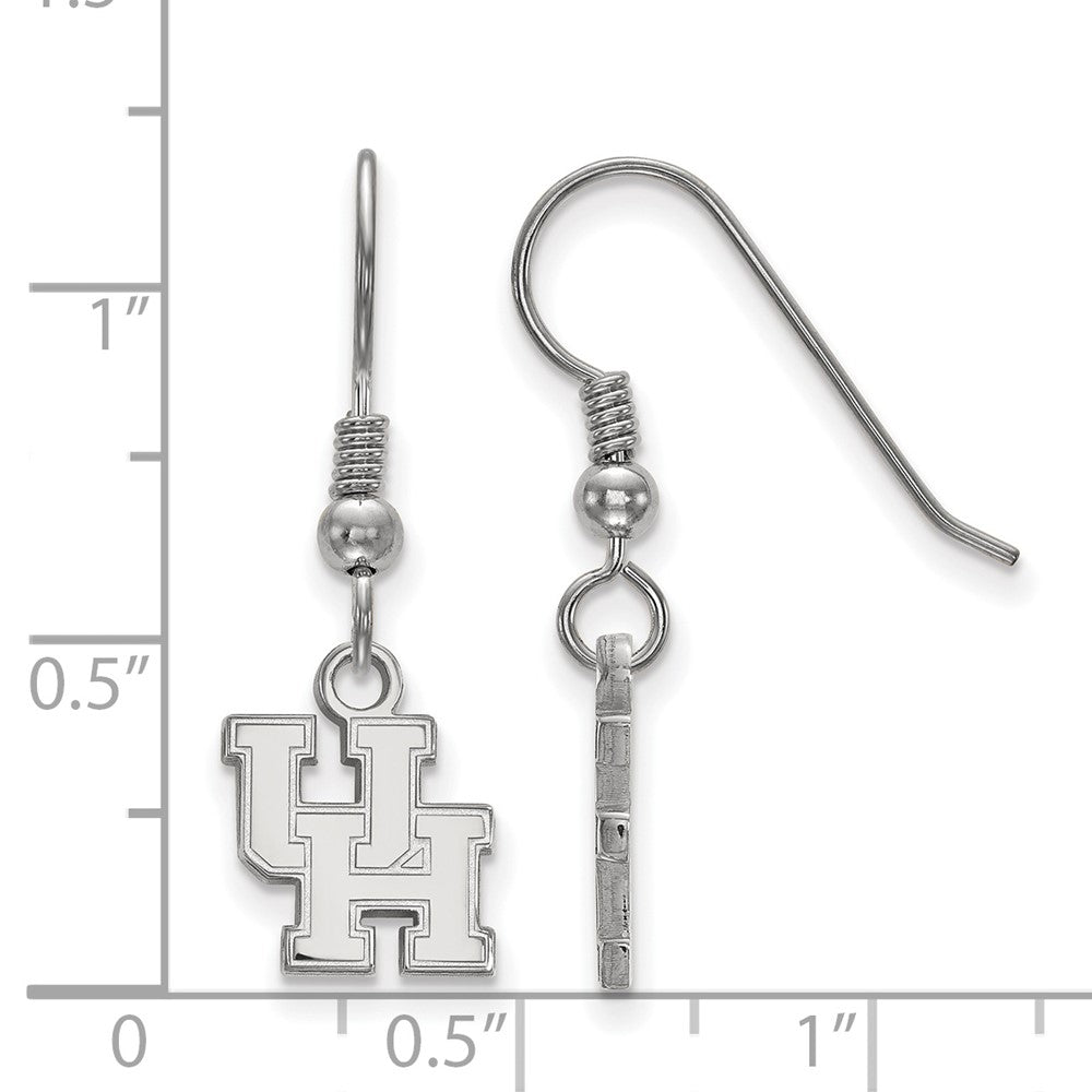 Sterling Silver Rhodium Plated Logoart University Of Houston U H Extra Small Dangle Wire Earrings