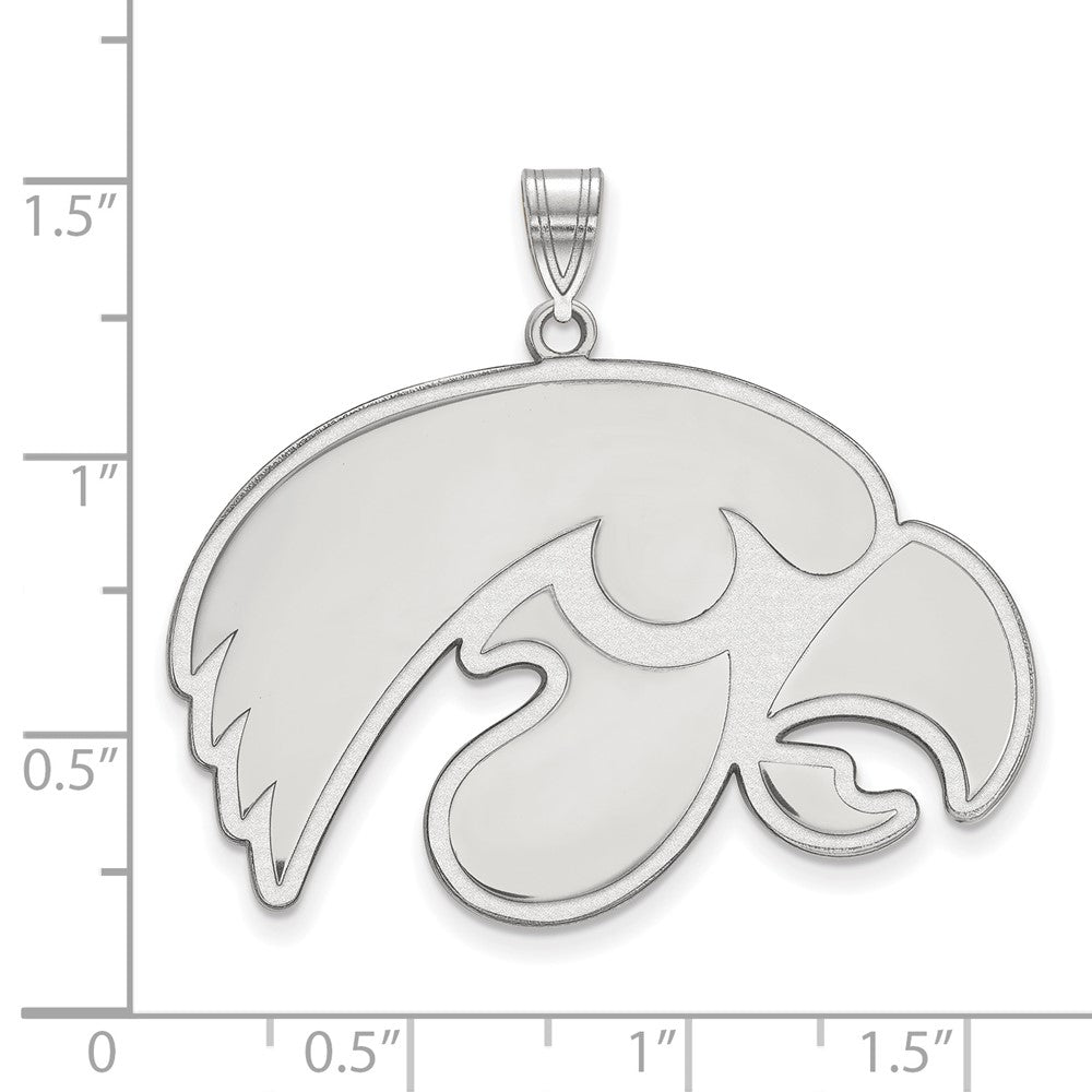 Sterling Silver Rhodium Plated Logoart University Of Iowa Hawk Extra Large Pendant