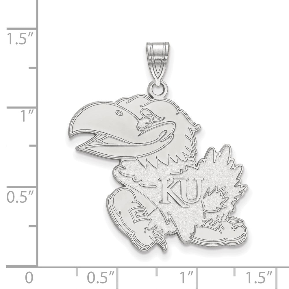 14K White Gold Logoart University Of Kansas Jayhawk Extra Large Pendant
