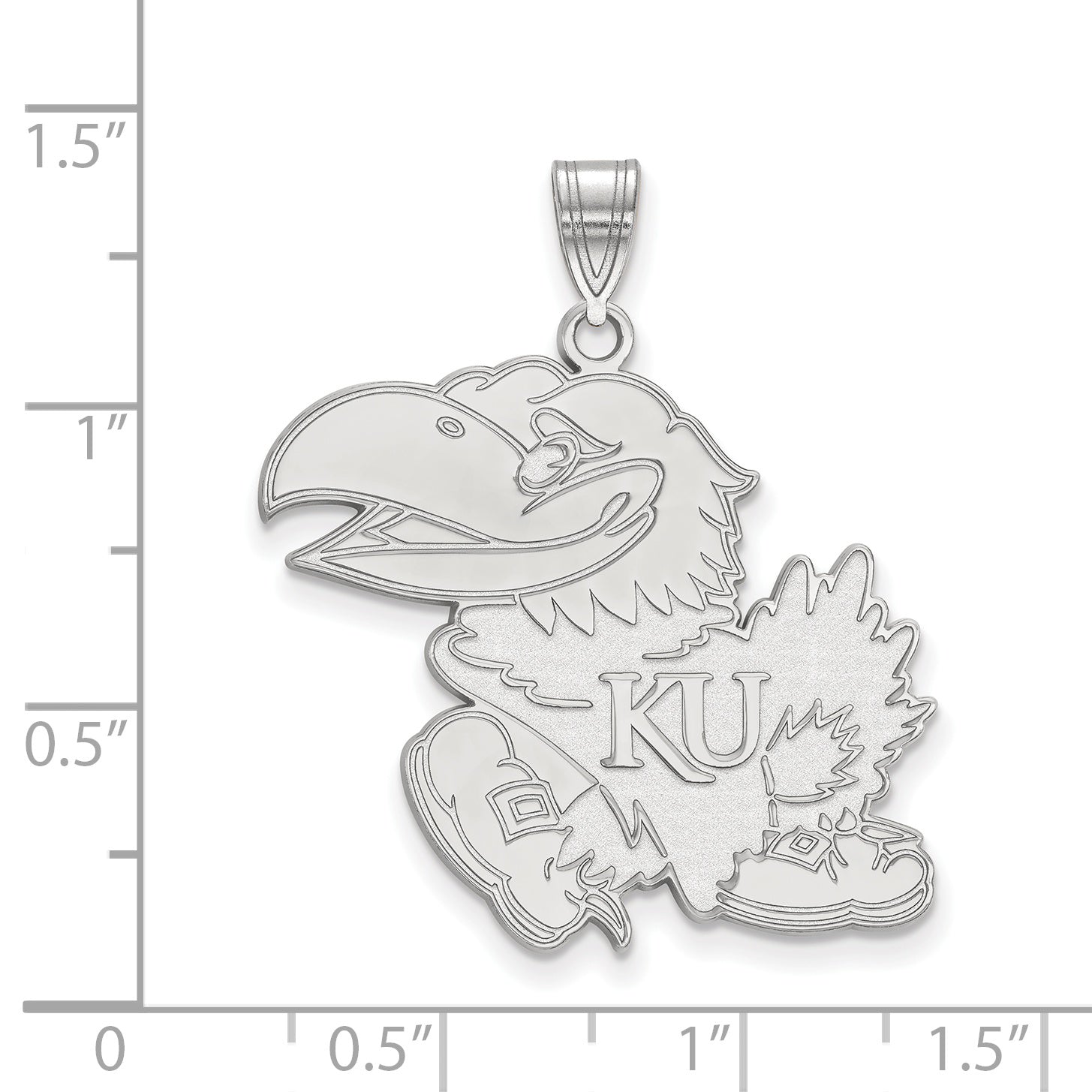 Sterling Silver Rhodium Plated Logoart University Of Kansas Jayhawk Extra Large Pendant