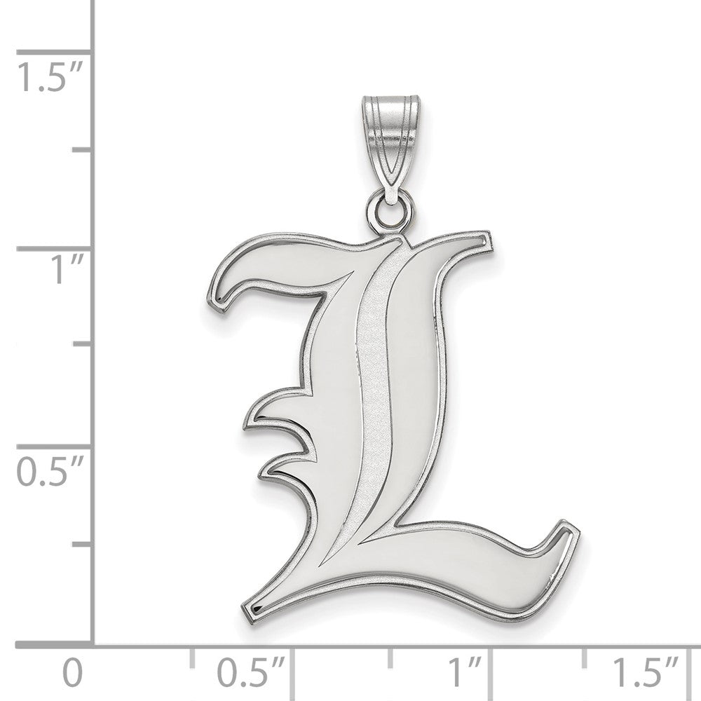 Sterling Silver Rhodium Plated Logoart University Of Louisville Letter L Extra Large Pendant