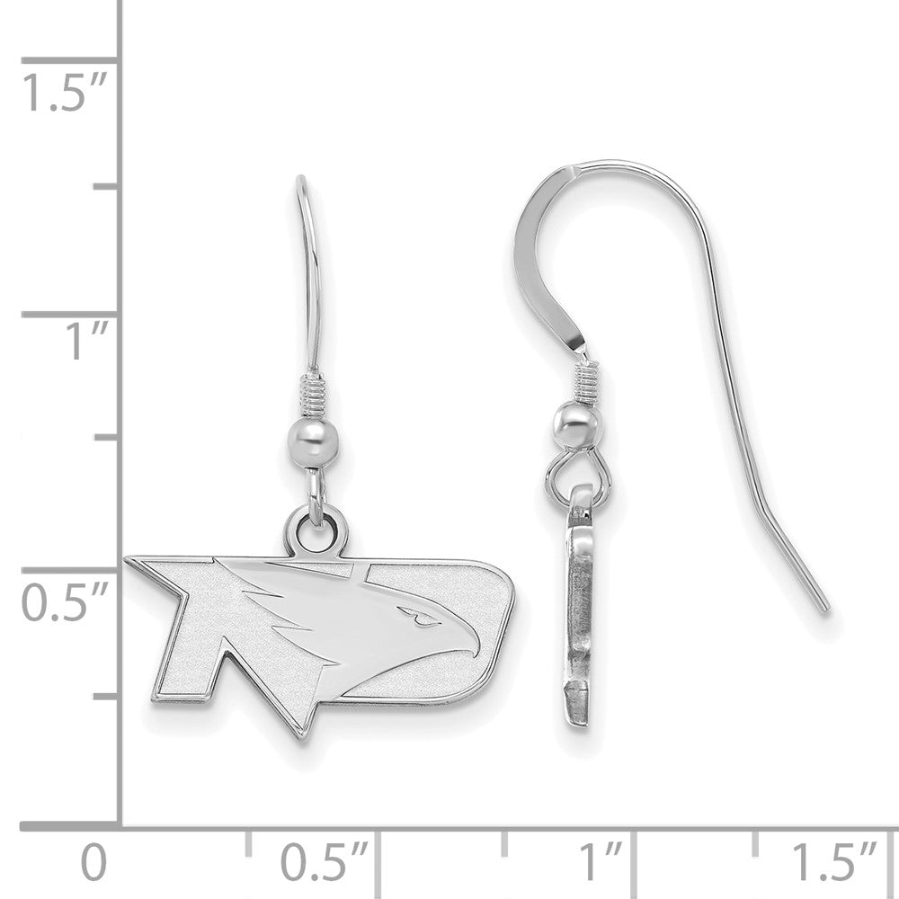 Sterling Silver Rhodium Plated Logoart University Of North Dakota Extra Small Dangle Wire Earrings