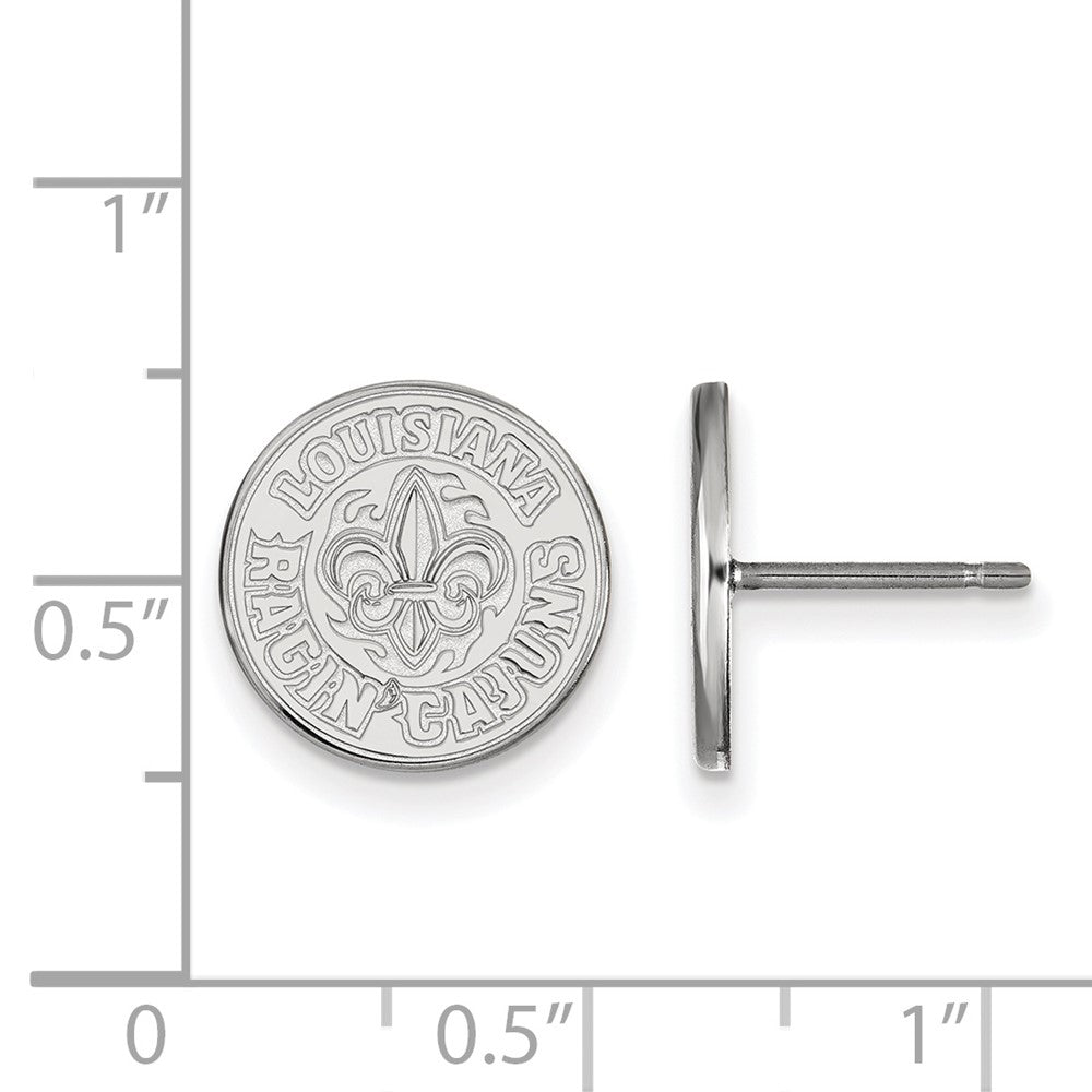 Sterling Silver Rhodium Plated Logoart University Of Louisiana At Lafayette Small Post Earrings