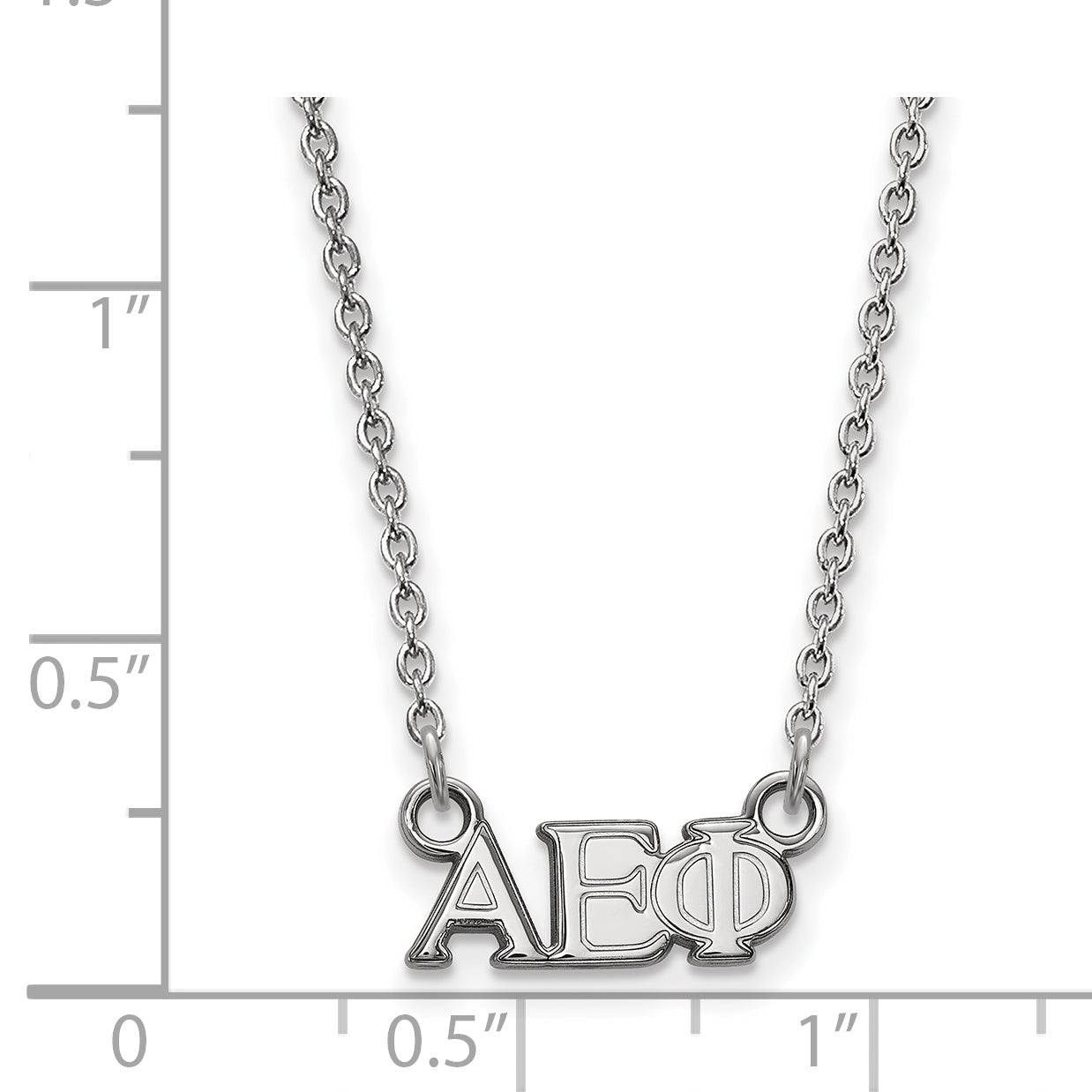 Sterling Silver Rhodium Plated Logoart Alpha Epsilon Phi Sorority Greek Letters Extra Small Pendant 18 Inch Necklace