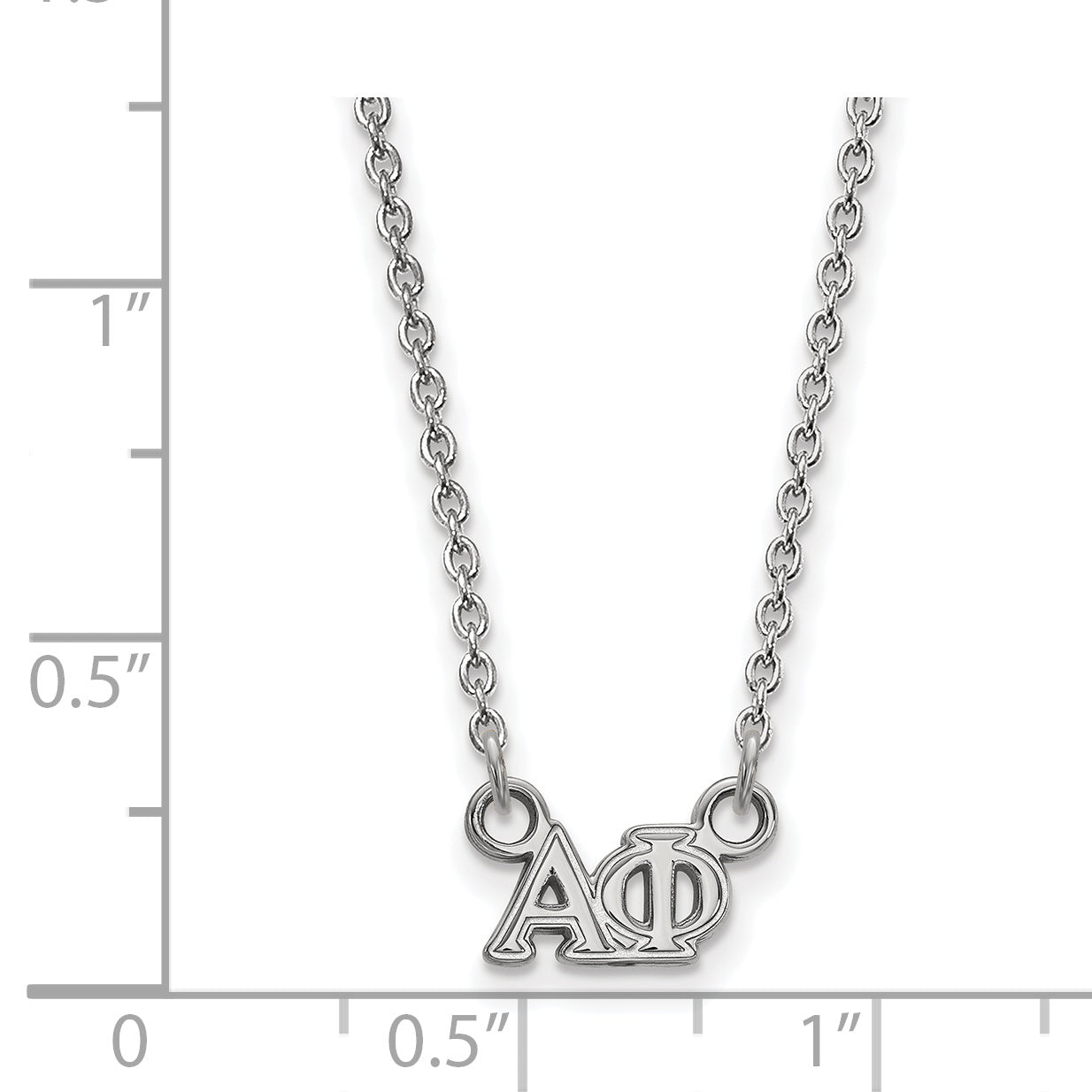 Sterling Silver Rhodium Plated Logoart Alpha Phi Sorority Greek Letters Extra Small Pendant 18 Inch Necklace