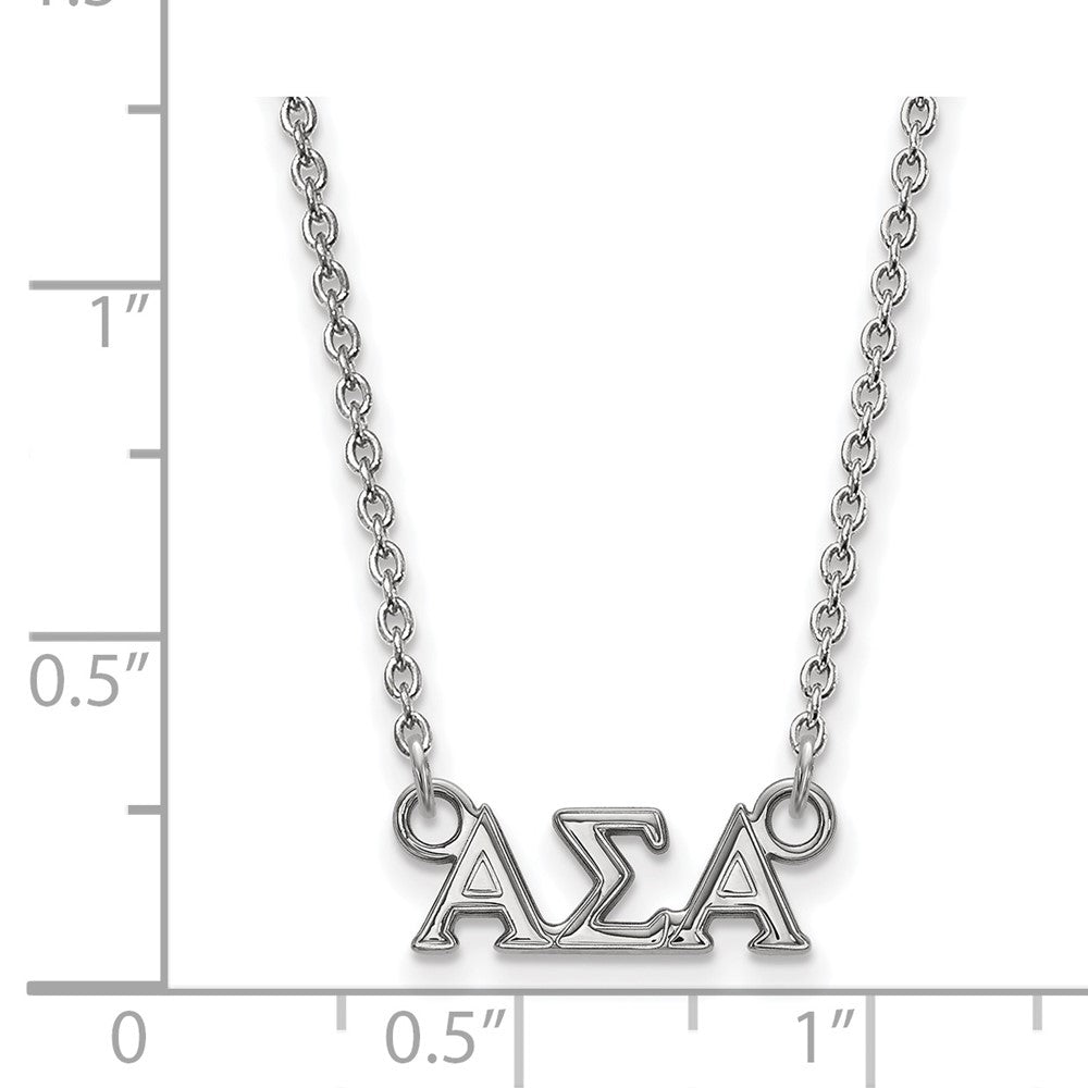 Sterling Silver Rhodium Plated Logoart Alpha Sigma Sorority Greek Letters Extra Small Pendant 18 Inch Necklace