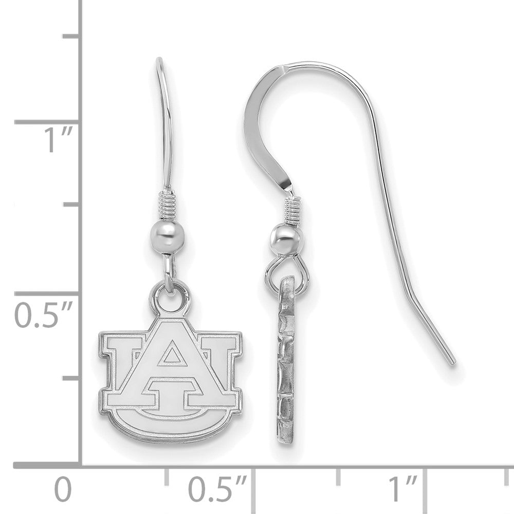 Sterling Silver Rhodium Plated Logoart Auburn University A U Extra Small Dangle Wire Earrings