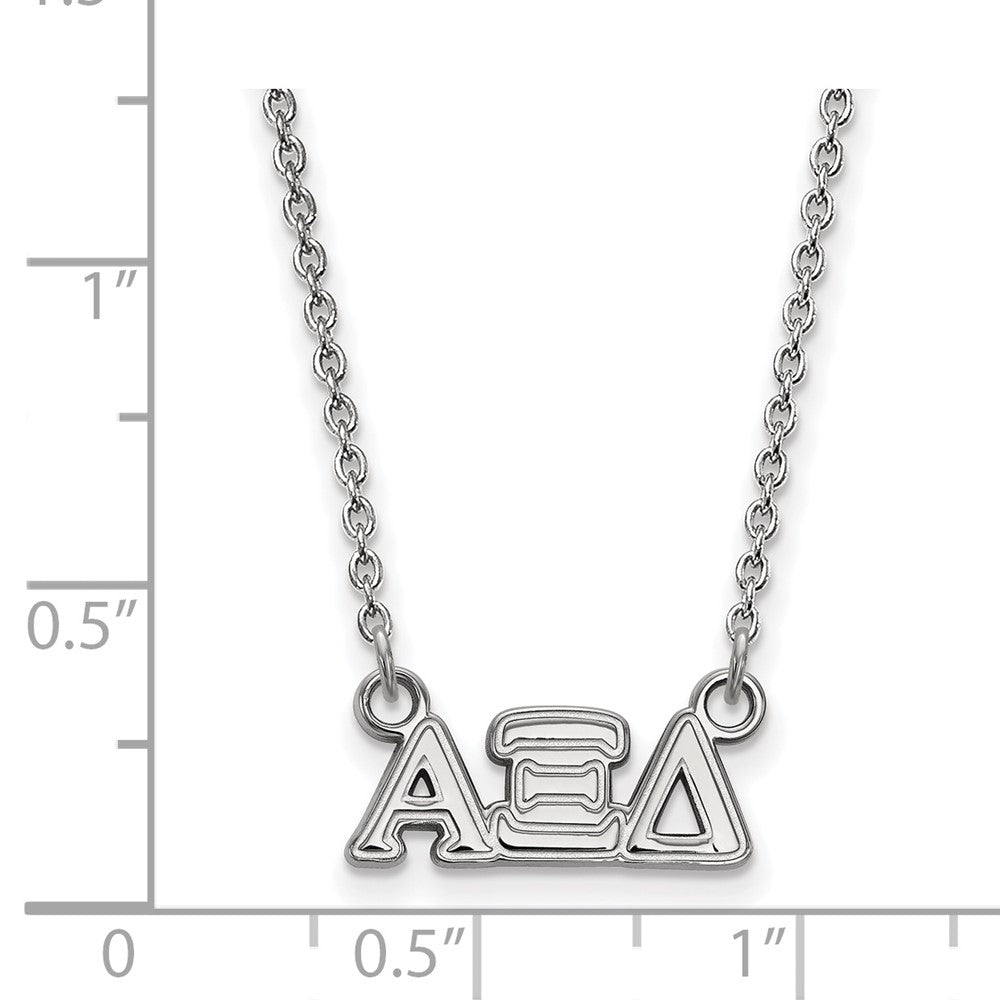 Sterling Silver Rhodium Plated Logoart Alpha Xi Delta Sorority Greek Letters Extra Small Pendant 18 Inch Necklace