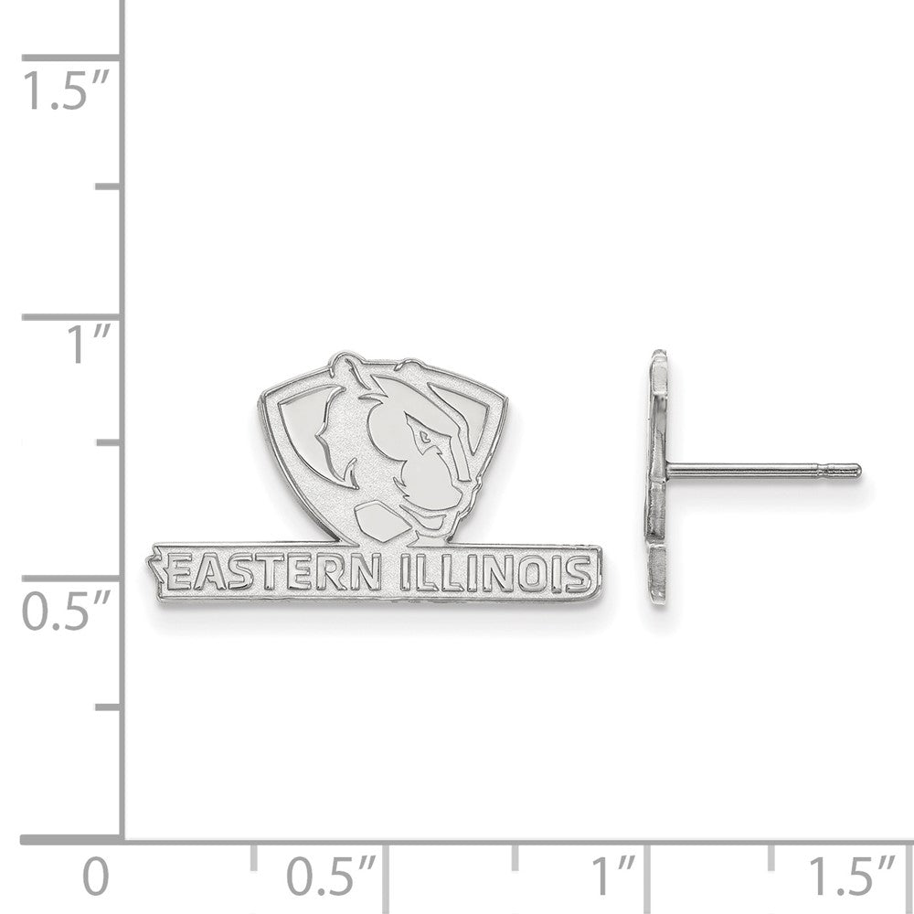 10K White Gold Logoart Eastern Illinois University Small Post Earrings