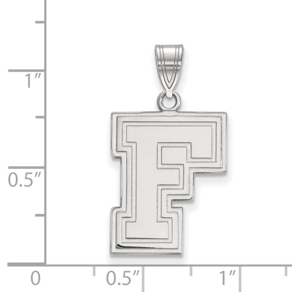 10K White Gold Logoart Fordham University Letter F Large Pendant