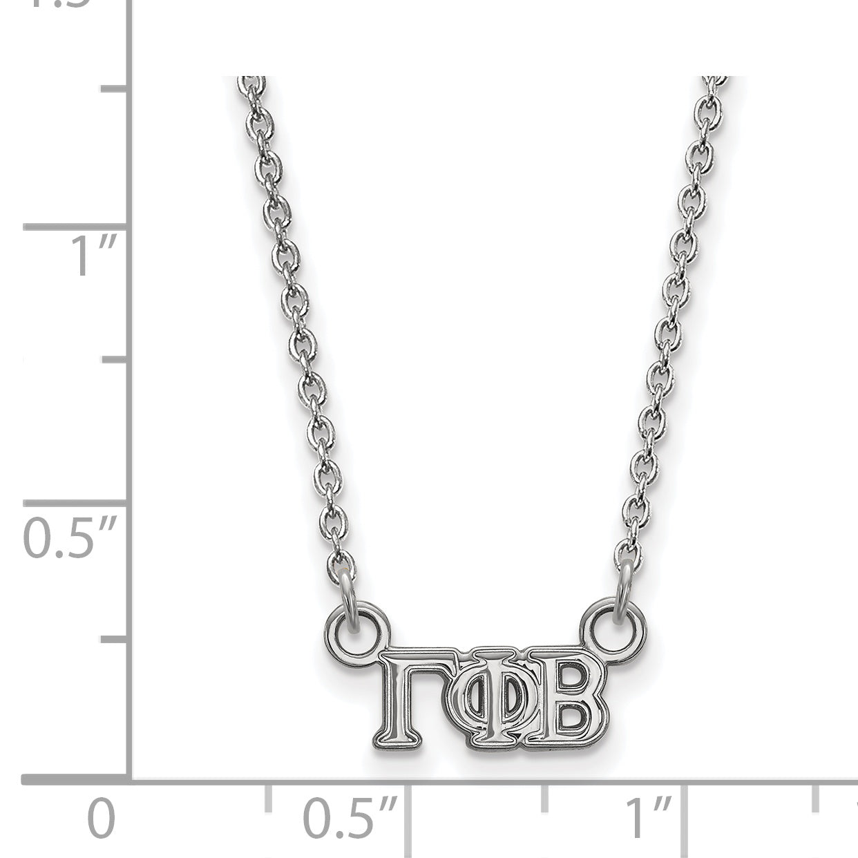 Sterling Silver Rhodium Plated Logoart Gamma Phi Beta Sorority Greek Letters Extra Small Pendant 18 Inch Necklace